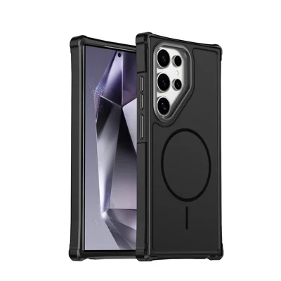 For Samsung Galaxy S22 Ultra 5G / Galaxy S23 Ultra Magnetic Case Shockproof TPU PC Protective Cover - Black