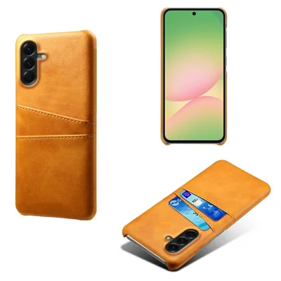 For Samsung Galaxy A57 5G Case Dual Card Slots PU Leather + Hard PC Phone Cover - Orange