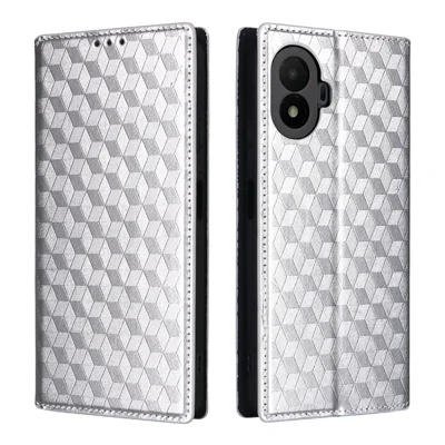 For TCL K70 SE 4G Case Wallet Rhombus Imprinted PU Leather Phone Cover - Silver