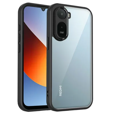 Matte Case for Xiaomi Poco C85x 5G / Redmi A7 Pro 4G (171.56mm) / Redmi A7 Pro 5G Skin Touch Clear PC + TPU Shockproof Phone Back Cover - Black