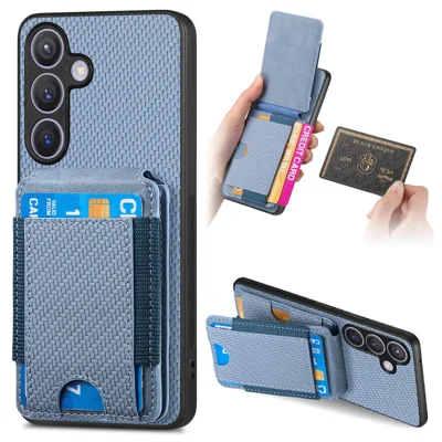 For Samsung Galaxy A27 5G Case with Card Holder Kickstand Leather Back Cover - Blue