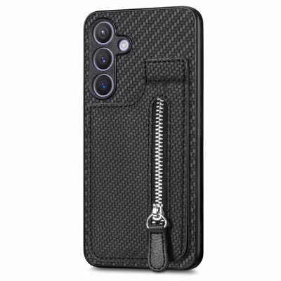 För Samsung Galaxy A27 Skal Läder+PC+TPU Med Fäck och blixtlås Wallet Hölster - Svart