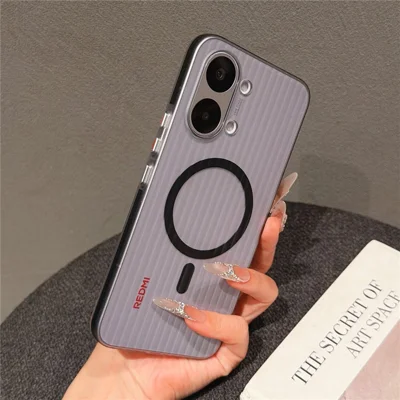 For Xiaomi Poco X8 Pro Max 5G / Redmi Turbo 5 Max 5G Magnetic Phone Case Matte Texture Shockproof Protective PC Cover - Black