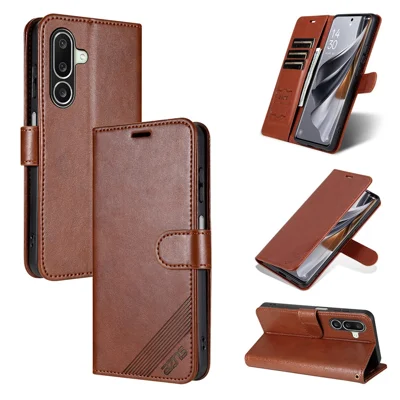 AZNS Custodia per Samsung Galaxy A27 Anti-Graffio in Pelle PU con Supporto e Portafoglio - Marrone
