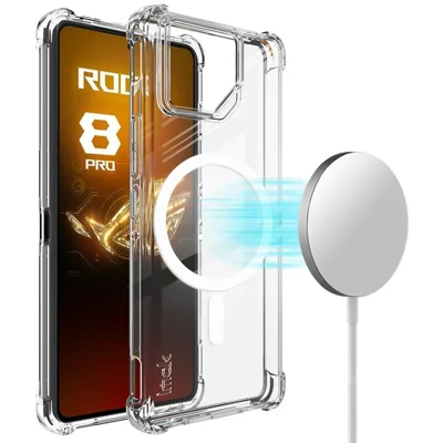 IMAK Magnetic Case for Asus ROG Phone 8 5G  /  Phone 8 Pro 5G Airbag Shockproof Protection TPU Phone Cover - Transparent