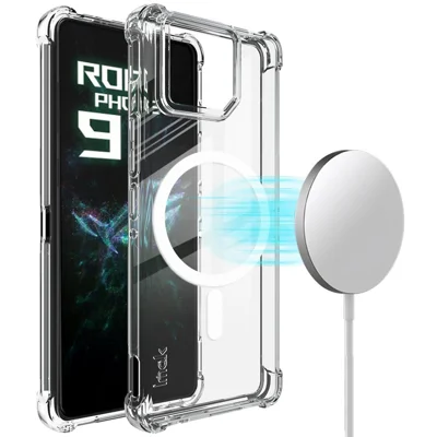 غطاء IMAK المغناطيسي لهاتف Asus ROG Phone 9 5G / Phone 9 Pro 5G / Phone 9 FE 5G، غطاء واقٍ شفاف من مادة TPU مقاوم للصدمات مع وسادة هواء