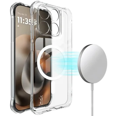 IMAK Magnetic Case for Motorola Moto G87 5G / G77 5G / G67 5G / G Max 5G Airbag Shockproof Protection TPU Phone Cover - Transparent
