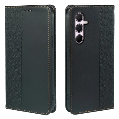 For Samsung Galaxy A27 5G Case Four Leaf Clover Leather Flip Phone Cover Stand Wallet - Black