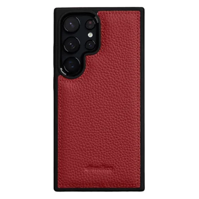 MELKCO Für Samsung Galaxy S26 Ultra Hülle Echtes Rindsleder-beschichtete PC-Handyhülle - Rot