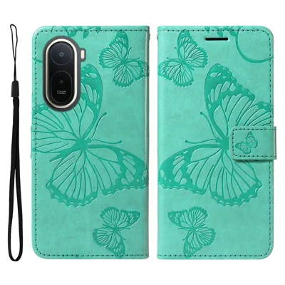 Cover Portafoglio per Xiaomi Redmi A7 Pro 4G, Cover in Pelle con Stampato Floreale Farfalla, Supporto - Verde