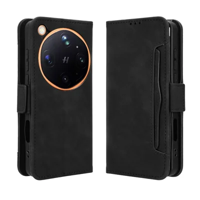Funda de cuero para Oppo Find X9 Ultra 5G con billetera y múltiples ranuras para tarjetas - Negro
