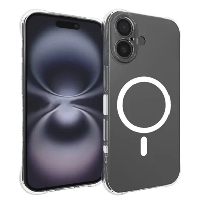 WANLONFENG لهاتف iPhone 17 سلسلة TM1 غطاء خلفي شفاف من مادة TPU بسماكة 2.0 مم مع مغناطيس - شفاف