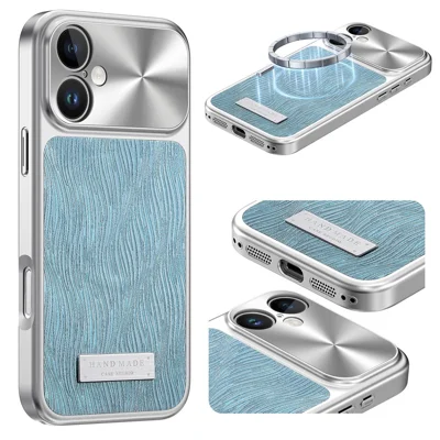 For iPhone 16 Magnetic Case Flowing Water Ripple TPU+PC Shockproof Phone Cover Compatible With Magsafe - Blue