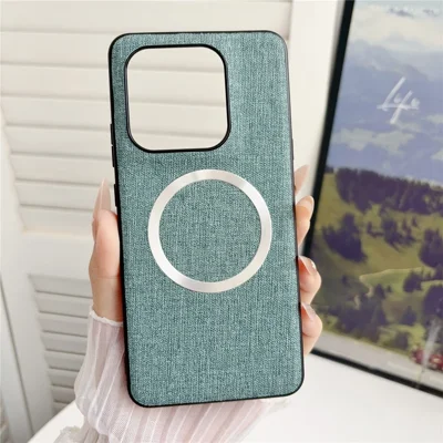 Für Motorola Edge 70 Ultra 5G Magnetische Hülle Stoßfest TPU + Stoffrückseite Handyhülle - Grün