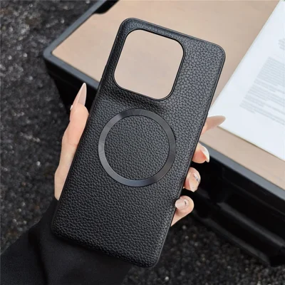 Magnetische Hülle für Motorola Edge 70 Ultra 5G, Leder-Optik, PU-Leder + TPU, Rückseite, Schwarz