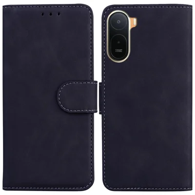 Cover per Xiaomi Redmi A7 Pro 4G / Poco C85x 5G, Custodia Portafoglio in Pelle Colore Solido per Telefono - Nero