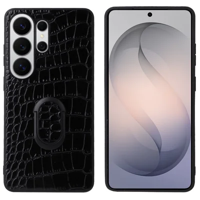 For Samsung Galaxy S25 Ultra Case Kickstand Leather + TPU + PC Phone Back Cover - Crocodile Texture