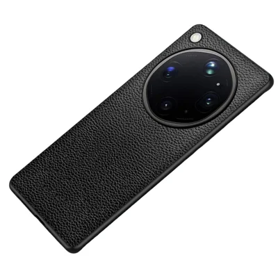 Custodia per Oppo Find X9 Ultra 5G, Rivestimento Posteriore in PC + TPU con Texture Cuoio PU Effetto Litchi - Nero