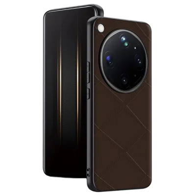 Funda para Oppo Find X9 Ultra 5G, funda anticaídas de patrón en X, cuero PU, TPU y PC, color marrón