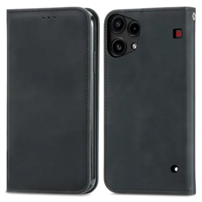 For Nothing Phone (3a) Lite 5G Leather Case with Card Holder Magnetic Absorption Phone Cover - Black