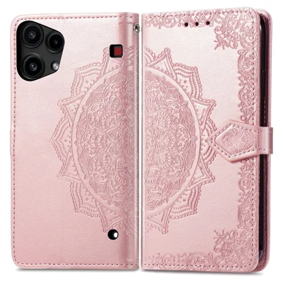 For Nothing Phone (3a) Lite 5G Wallet Case Mandala Flower Leather Phone Cover Stand - Rose Gold