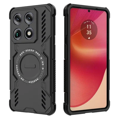 För Motorola Signature 5G Magnetisk Skal Fjärilsarmor Hålig Värmespridning PC + TPU Telefonhölse - Svart