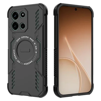 Funda magnética para OnePlus Turbo 6 5G Turbo, armadura de mariposa, disipación de calor hueca, carcasa de teléfono de PC + TPU - Negro