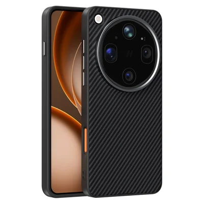 ABEEL Funda magnética para Oppo Find X9 Ultra 5G con textura de fibra de carbono, carcasa trasera de TPU PC PU - Negro