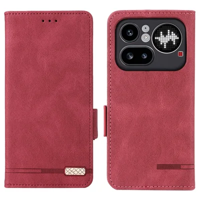 For Nothing Phone (4a) Pro Case Leer Wallet Flip Hoes met Hardware Decor - Roze