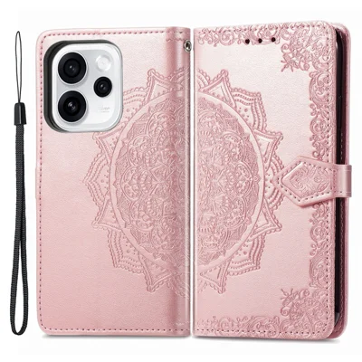 Wallet Case For Oppo Reno15 Pro 5G (Global)  /  15 5G (China) Mandala Flower Leather Phone Cover Stand - Rose Gold