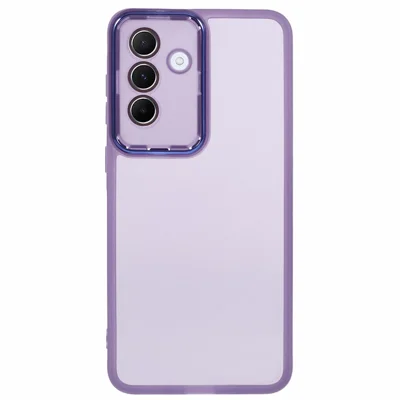For Samsung Galaxy A27 5G Case Electroplated Camera Frame TPU Phone Cover - Transparent Purple