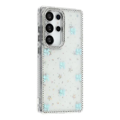 For Samsung Galaxy S25 Ultra Case Rhinestone Aurora Butterfly Bow Glitter TPU + PC IMD Phone Cover - Starry Transparent