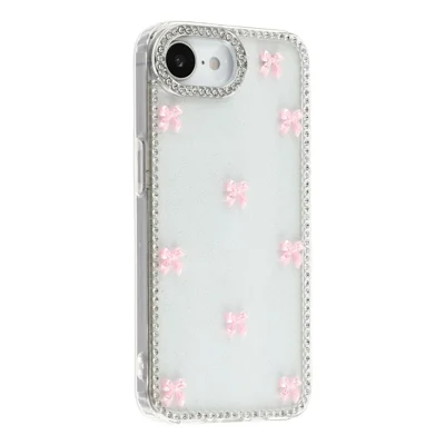 For iPhone 17e / 16e Case Rhinestone Aurora Butterfly Bow Glitter TPU + PC IMD Phone Cover - Glitter Transparent