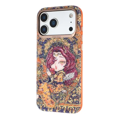 JAUCASE for iPhone 17 Pro Magnetic Case Glitter Queen Pattern Shockproof TPU PC Cover - Orange