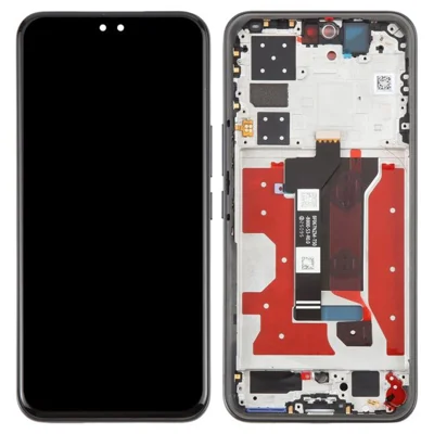 Til Honor 400 Pro 5G (Global) DNP-NX9 OEM Grade S AMOLED-skærm og digitizer-samling + ramme (uden logo) - Sort