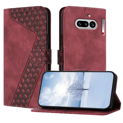  For Nothing Phone (4a) Leather Case 7-Shaped Pattern Wallet Stand Shockproof Phone Cover - Brown