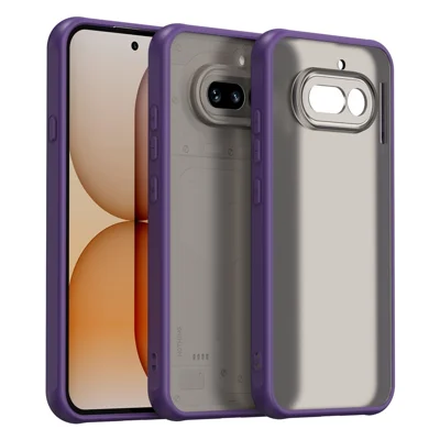 For Nothing Phone (4a) Case Drop Proof Airbags Frosted Translucent PC + TPU Phone Back Cover - Purple