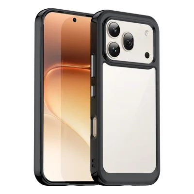 Voor Honor 600 5G / 600 Pro 5G Hoesje TPU + Acryl Beschermlaag Doorzichtig Telefoonhoesje - Zwart