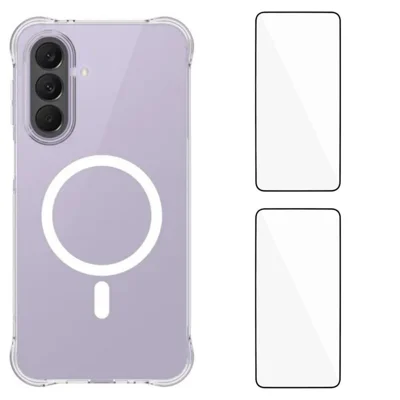 WANLONFENG for Samsung Galaxy A27 5G  WL1 Series 2.0mm Magnetic Case Clear TPU Phone Back Cover with 2Pcs Screen Films - Transparent