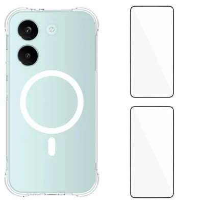  WANLONFENG für Xiaomi Poco X8 Pro 5G / Xiaomi Redmi Turbo 5 5G WL1 Series 2,0 mm Magnetische Hülle Transparente TPU-Handyrückseite mit 2 St. Displayschutzfolien - Transparent