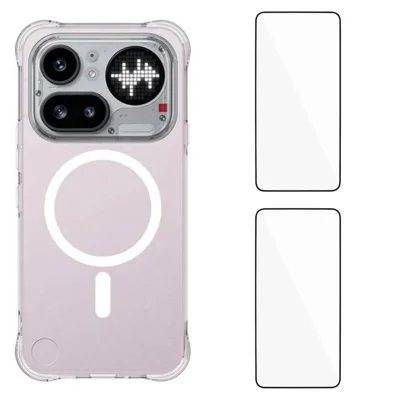  WANLONFENG for Nothing Phone (4a) Pro  WL1 Series 2.0mm Magnetic Case Clear TPU Phone Back Cover with 2Pcs Screen Films - Transparent