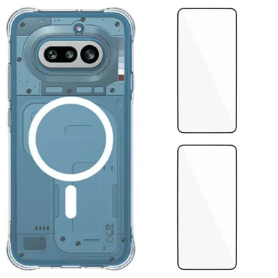  WANLONFENG for Nothing Phone (4a)  WL1 Series 2.0mm Magnetic Case Clear TPU Phone Back Cover with 2Pcs Screen Films - Transparent