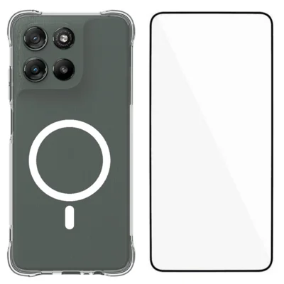  WANLONFENG for Motorola Moto G67 Power 5G  WL2 Series 2.0mm Magnetic Case Clear TPU Phone Back Cover with Screen Films - Transparent