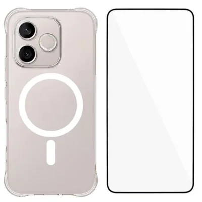 WANLONFENG for Honor 600 Lite 5G WL2 Series 2.0mm Magnetic Case Clear TPU Phone Back Cover with Screen Films - Transparent