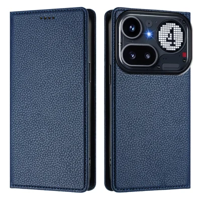  For Nothing Phone (4a) Pro Wallet Case RFID Blocking Litchi Texture Leather Mobile Cover - Dark Blue