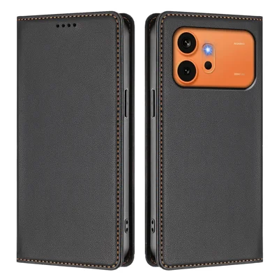 Кожаный кошелек для Honor 600 Pro 5G / Honor 600 5G с магнитной застежкой, защита от RFID, чехол для телефона — черный