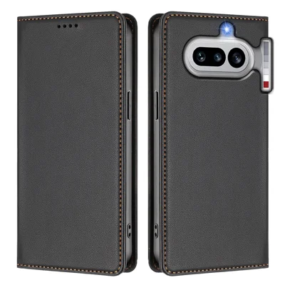  For Nothing Phone (4a) Leather Wallet Case Magnetic Closure RFID Blocking Phone Cover - Black