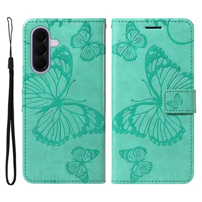 Voor Samsung Galaxy A27 Walletcase Bloemen Vlinder Bedrukt Leren Telefoonhoesje Stand - Groen