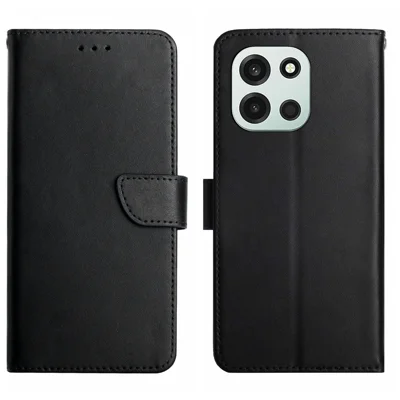 Funda para OnePlus Nord 6 5G, funda de cuero auténtico de vaca con textura Nappa - Negro