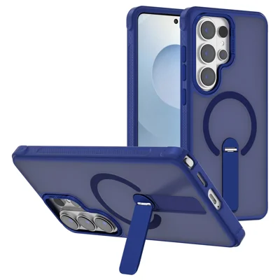Bulk Purchasing for Samsung Galaxy S26 Ultra Magnetic Case Skin-friendly Anti-Shock TPU PC Protective Cover with Standing Kickstand - Sapphire